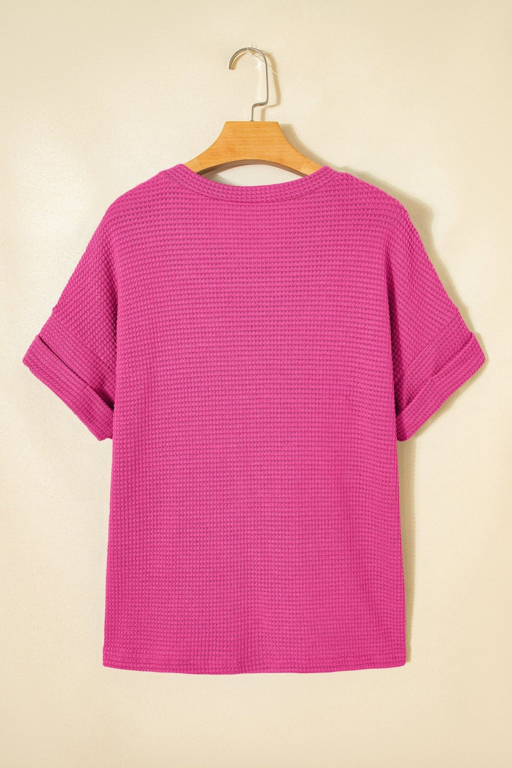 Solid Waffle Knit V-Neck Short Sleeve Top - Rooted & Reckless Co.
