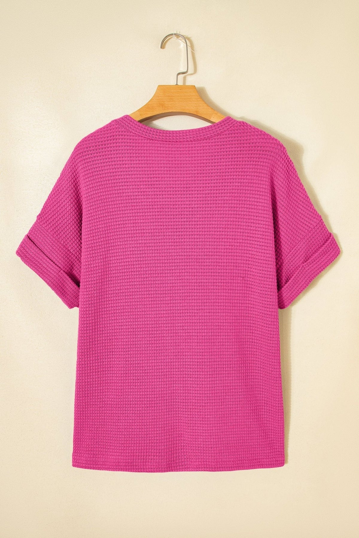 Solid Waffle Knit V-Neck Short Sleeve Top - Rooted & Reckless Co.