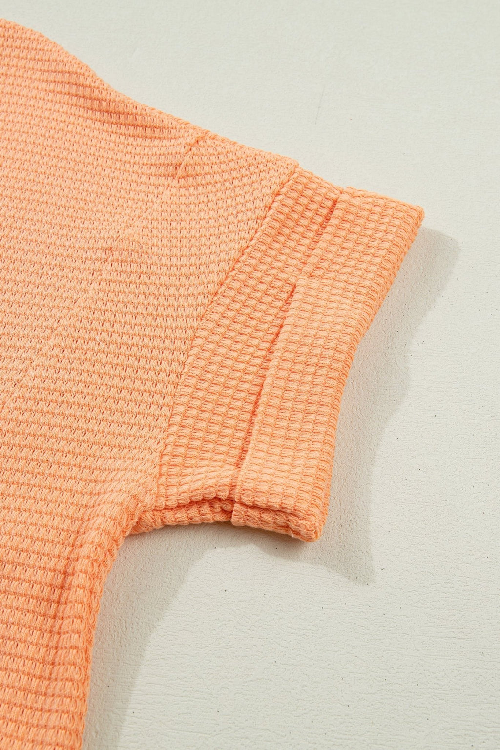 Solid Waffle Knit V-Neck Short Sleeve Top - Rooted & Reckless Co.