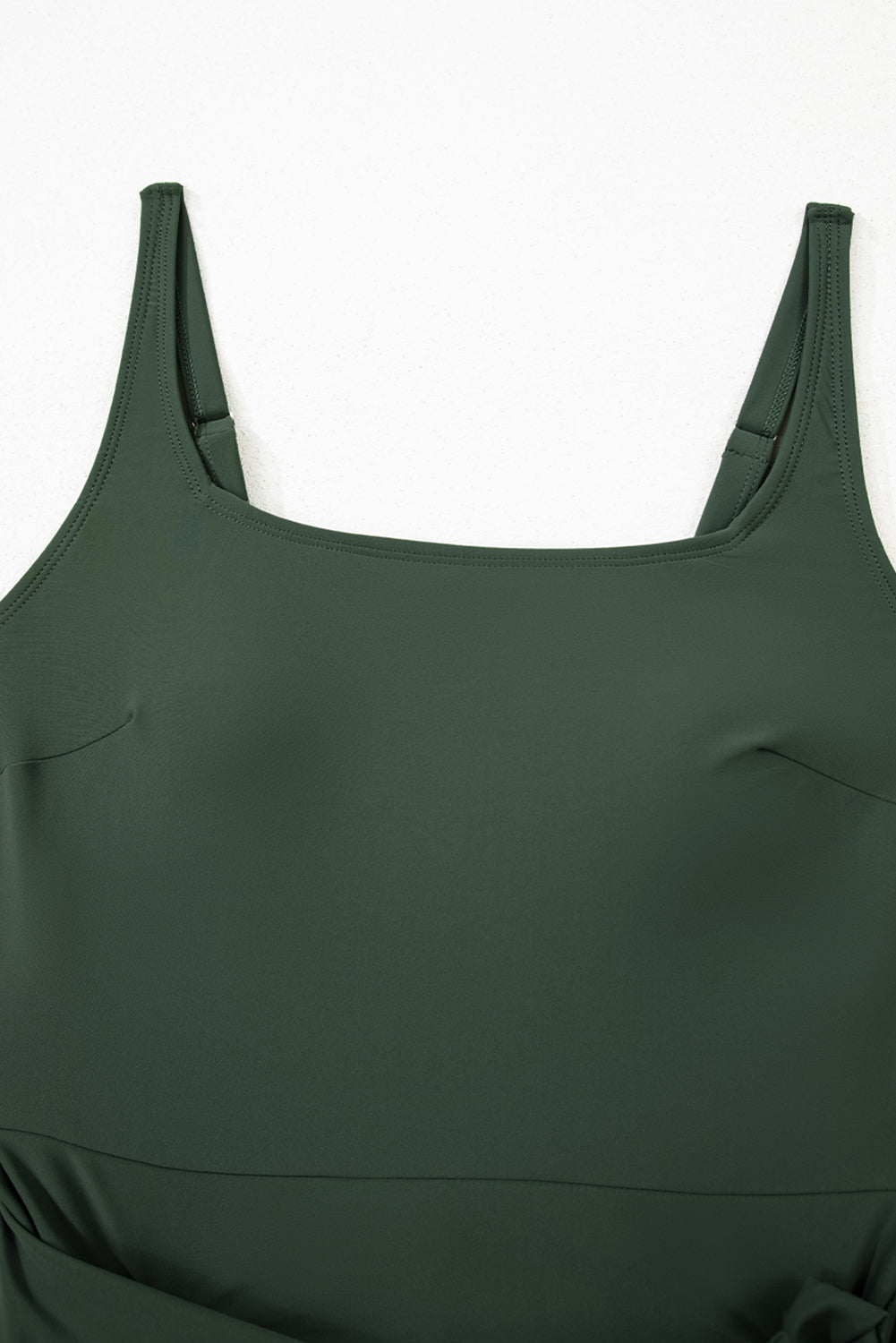 Solid Wrap Tie Waist Square Neck Swim Dress - Rooted & Reckless Co.