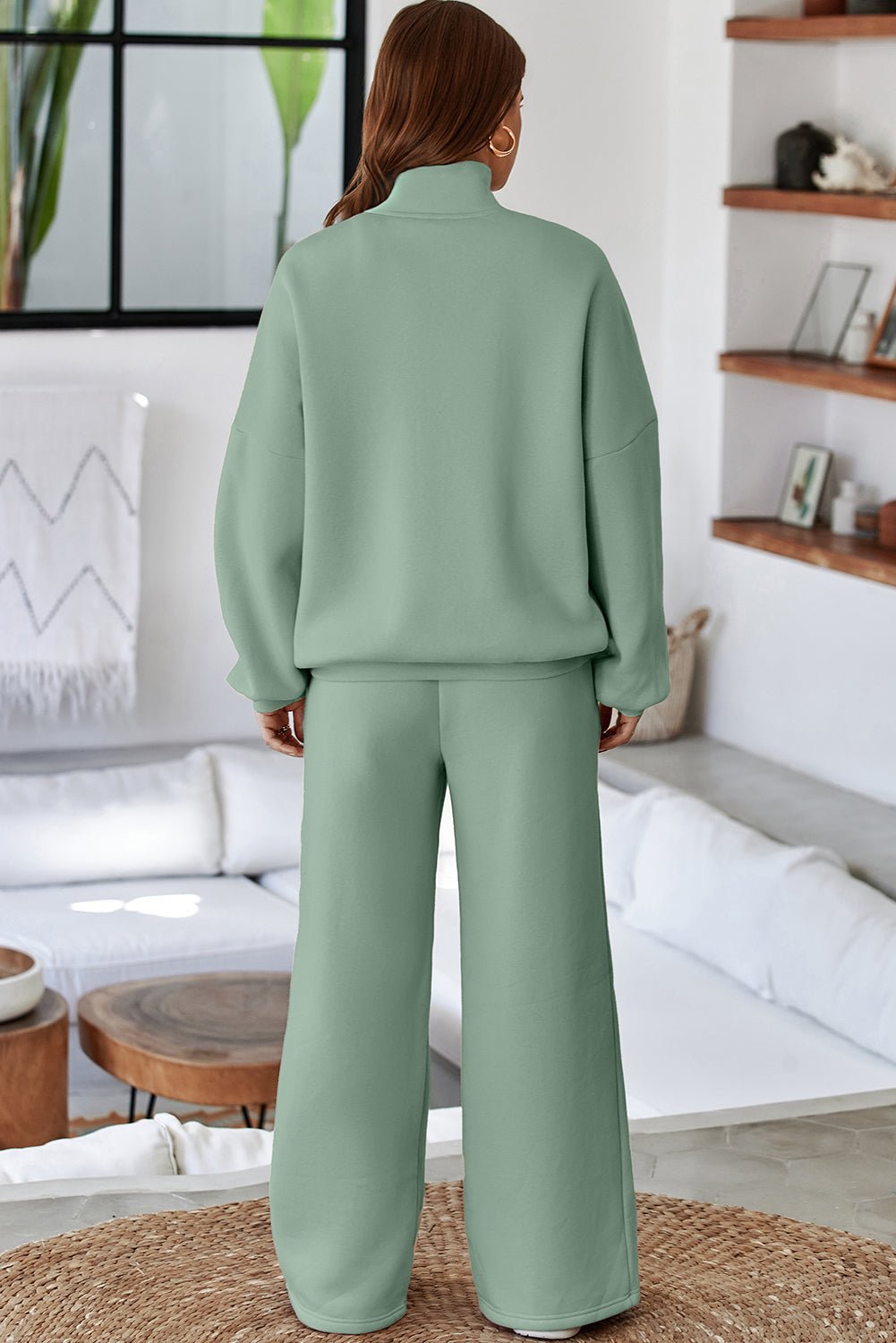 Solid Zip-Up Jacket and Drawstring Pants Set - Rooted & Reckless Co.