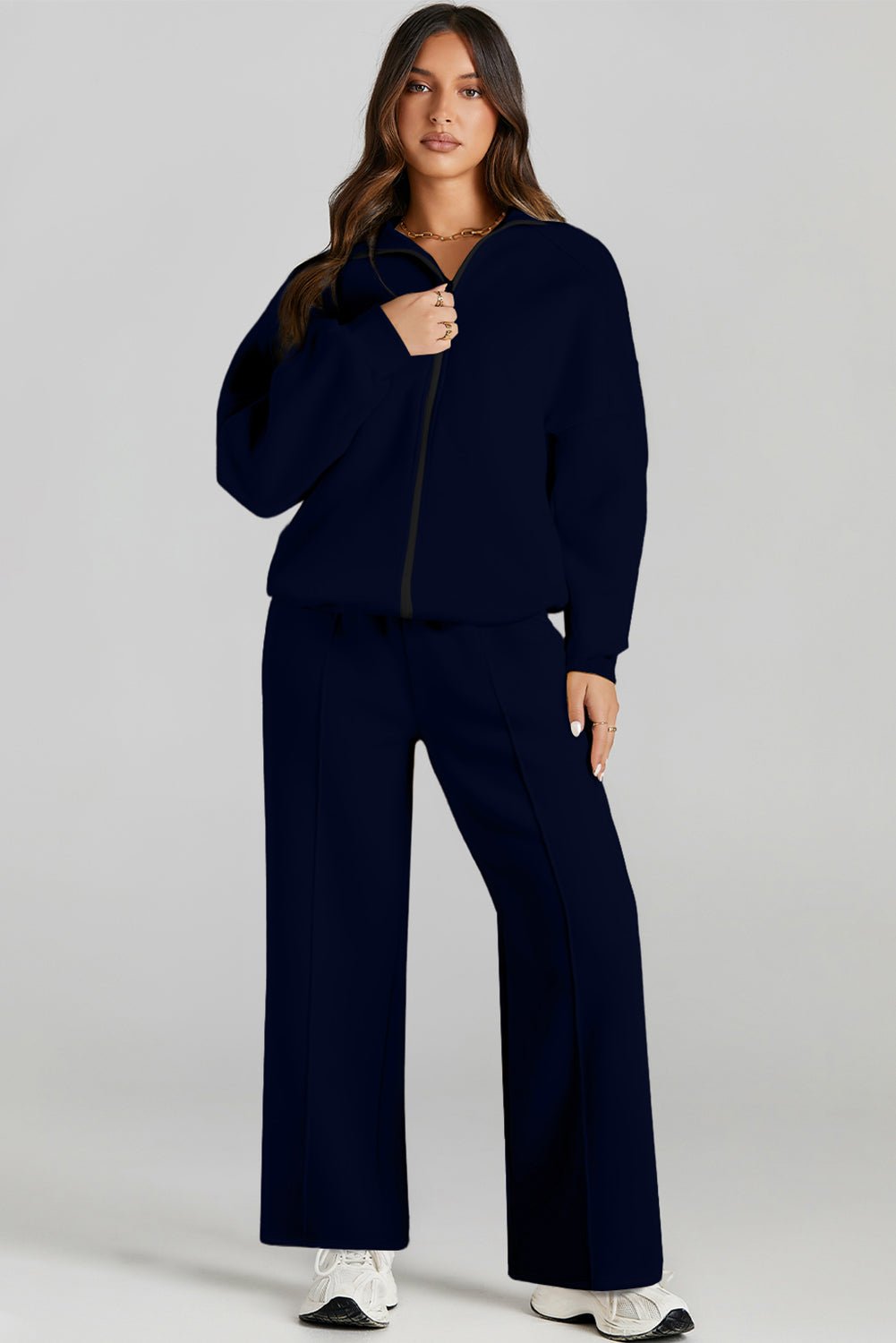 Solid Zip-Up Jacket and Drawstring Pants Set - Rooted & Reckless Co.