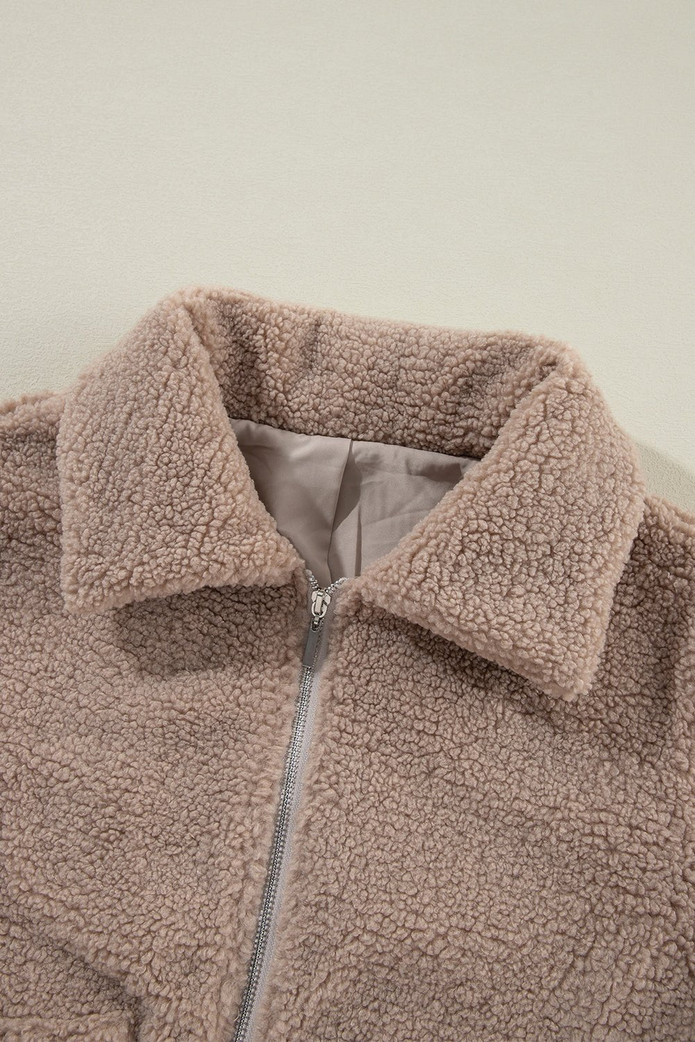 Solid Zip-Up Pocketed Fuzzy Jacket - Rooted & Reckless Co.