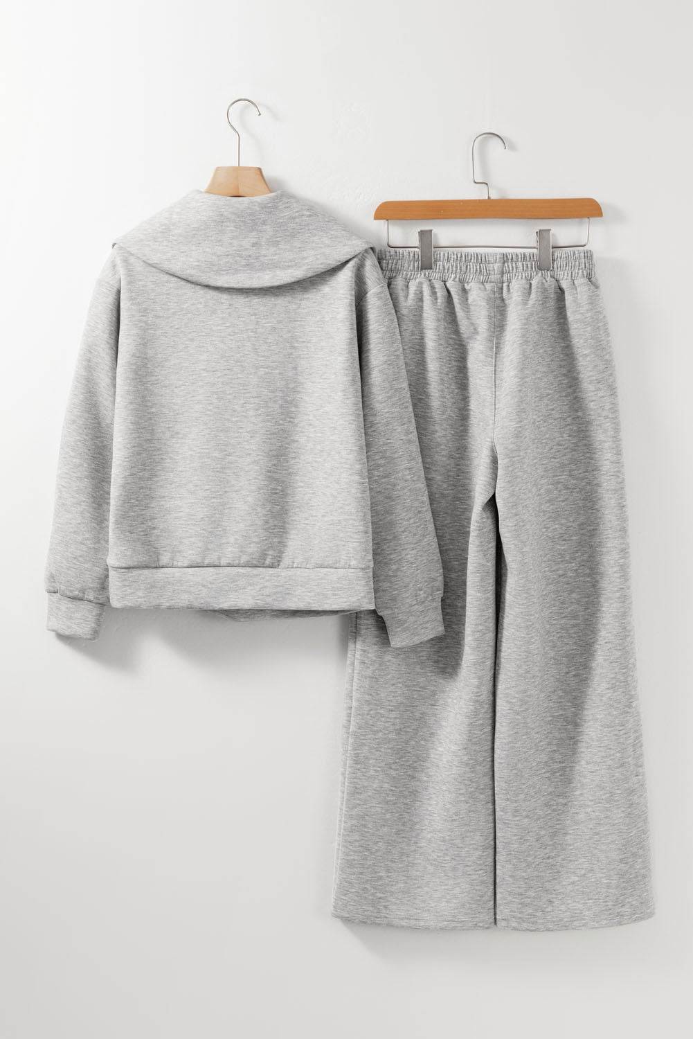 Solid Zip Up Sailor Collar Sweatshirt & Sweatpants Set - Rooted & Reckless Co.