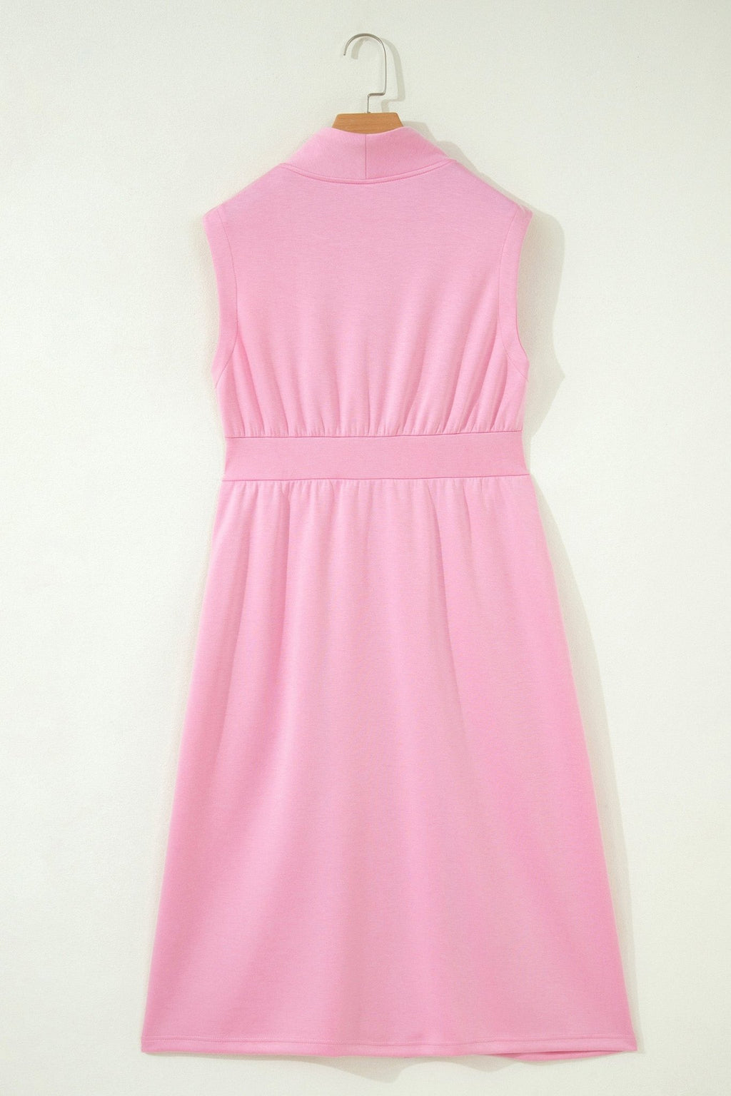 Solid Zip Up V-Neck Sleeveles Midi Dress - Rooted & Reckless Co.