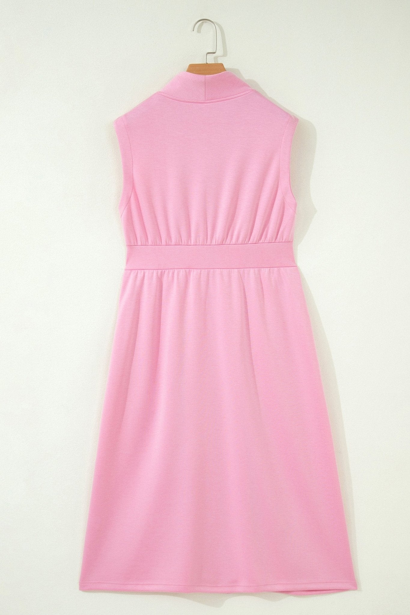 Solid Zip Up V-Neck Sleeveles Midi Dress - Rooted & Reckless Co.