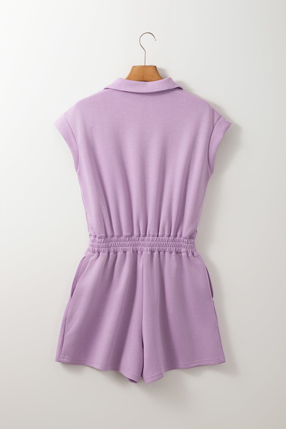 Solid Zipped Collar Short Sleeve High Waist Romper - Rooted & Reckless Co.