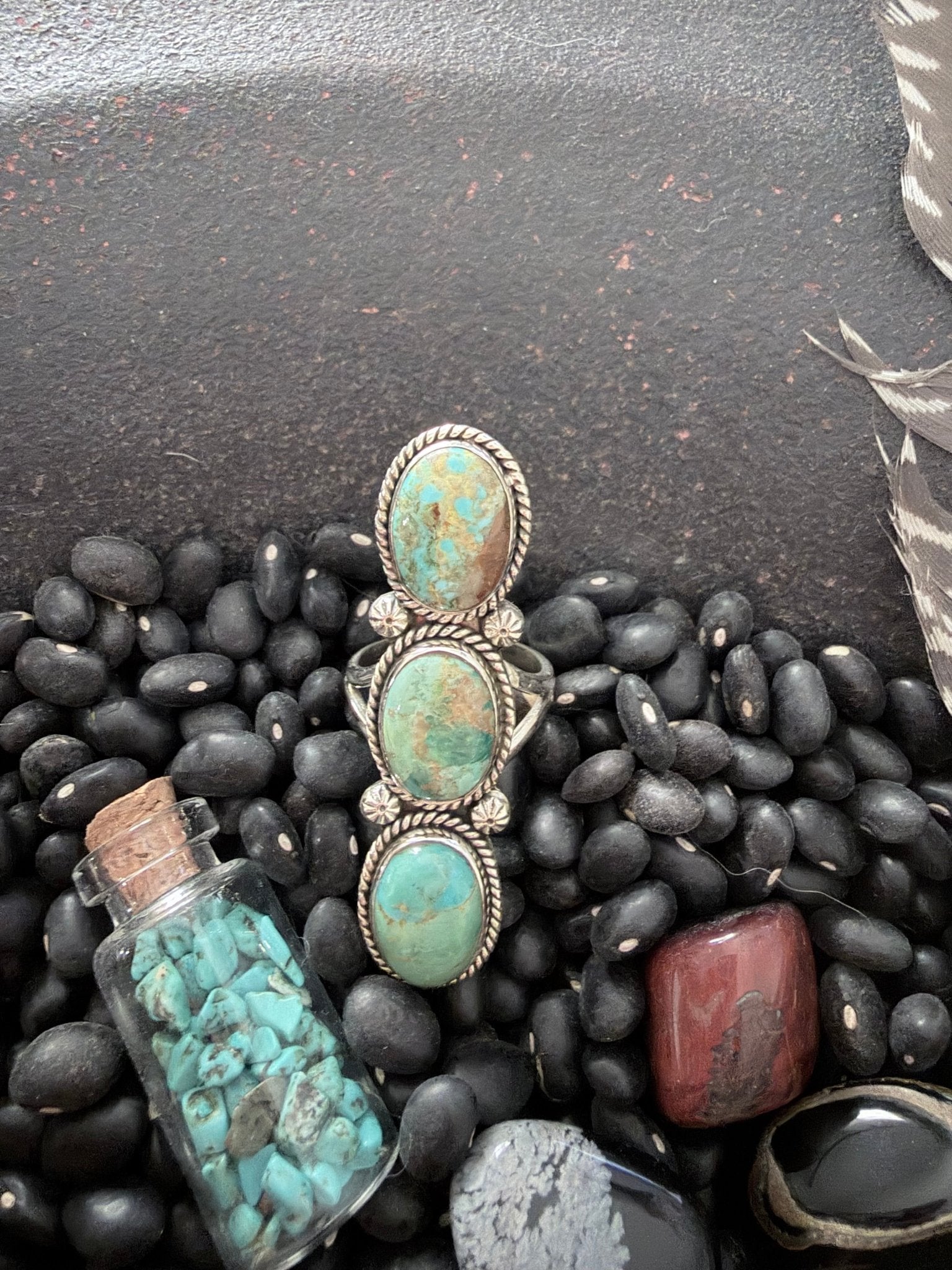 Sonoran Mountain Sterling Silver 3 Stone Ring-135 - Rooted & Reckless Co.