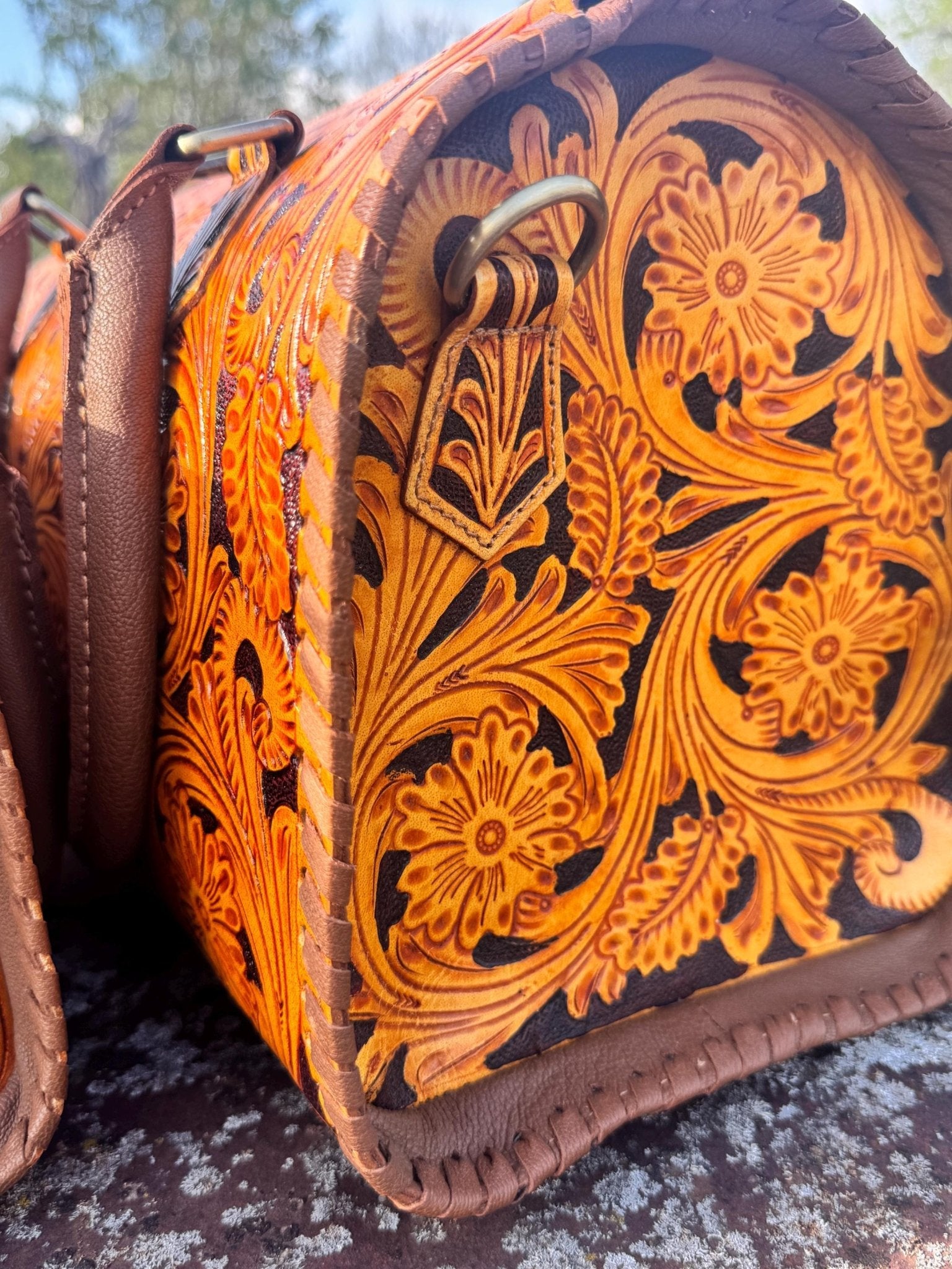 Sorrel Sunset Speedy Western Genuine Leather Barrel Bag Purse by Double B - Rooted & Reckless Co.