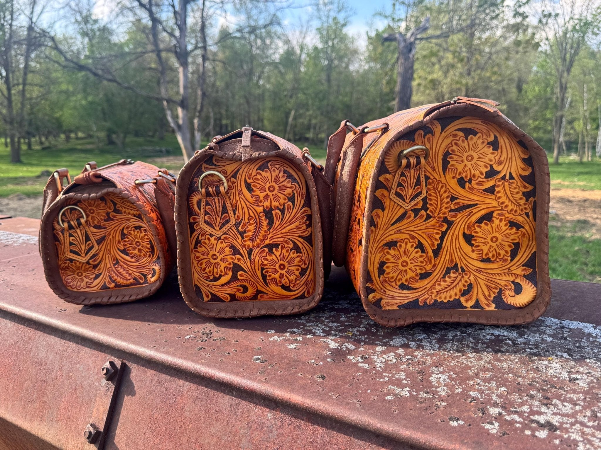 Sorrel Sunset Speedy Western Genuine Leather Barrel Bag Purse by Double B - Rooted & Reckless Co.