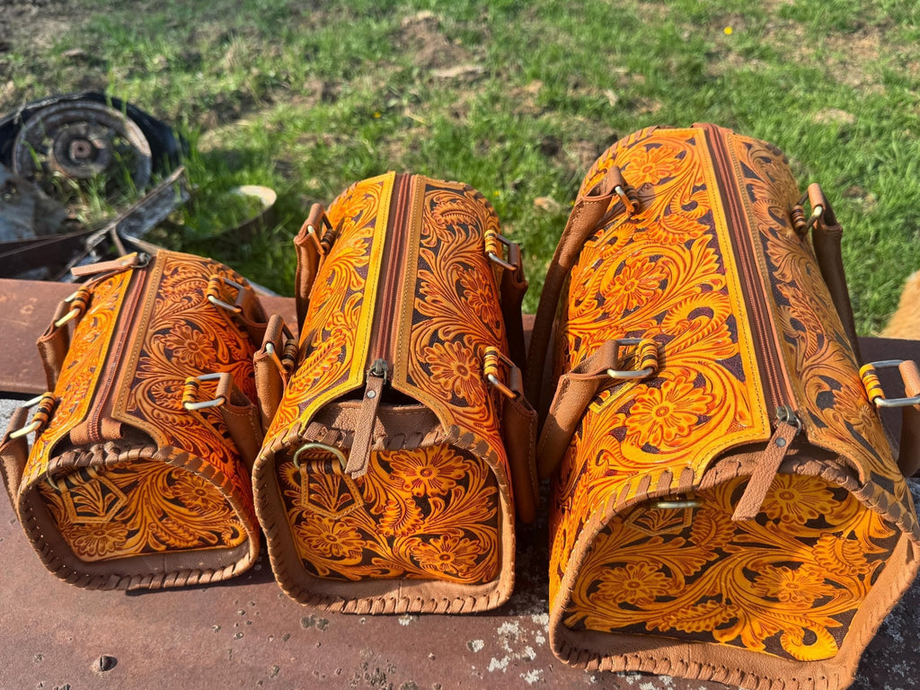 Sorrel Sunset Speedy Western Genuine Leather Barrel Bag Purse by Double B - Rooted & Reckless Co.