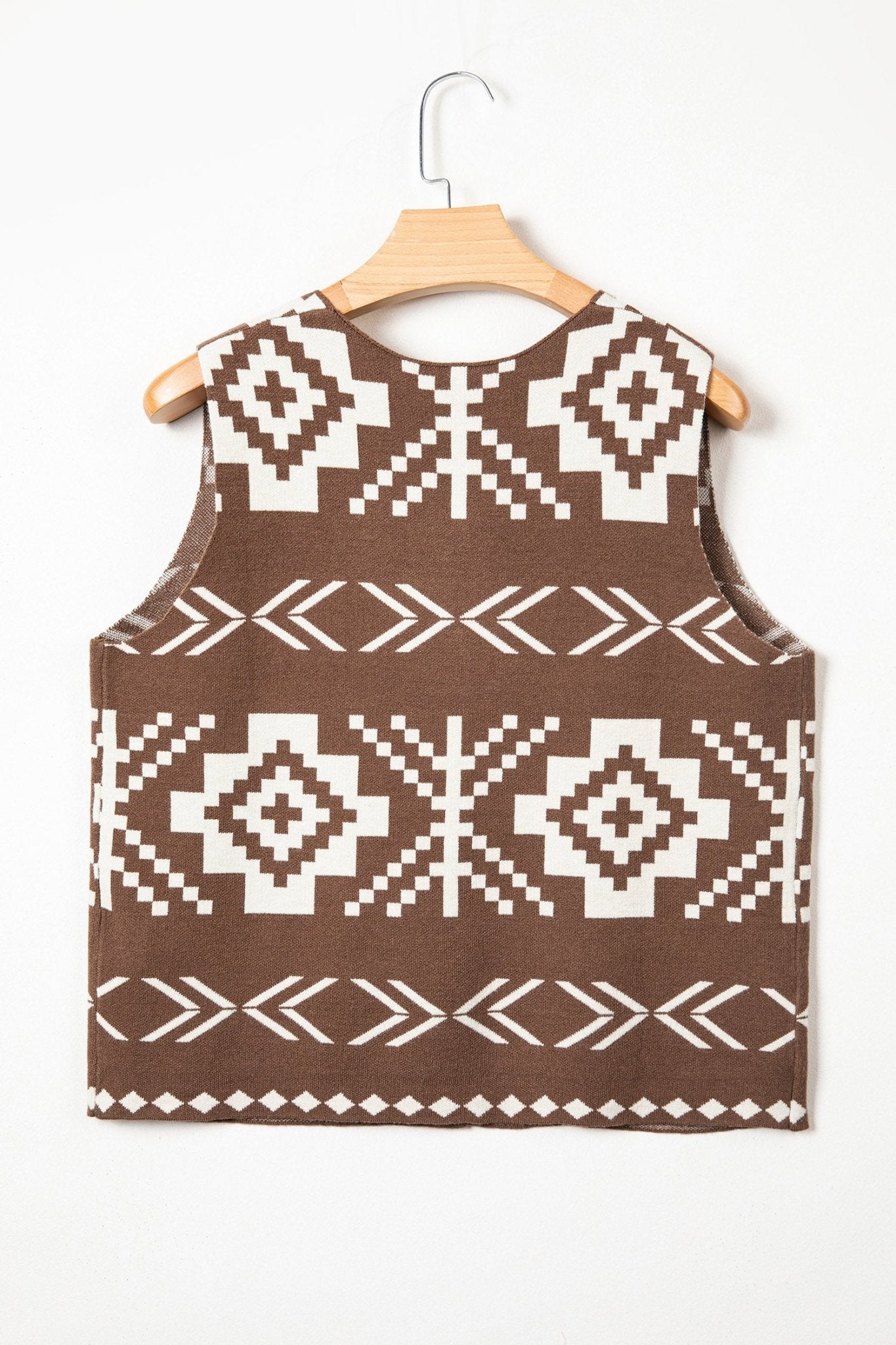 Southwestern Aztec Buttoned Sweater Vest - Rooted & Reckless Co.
