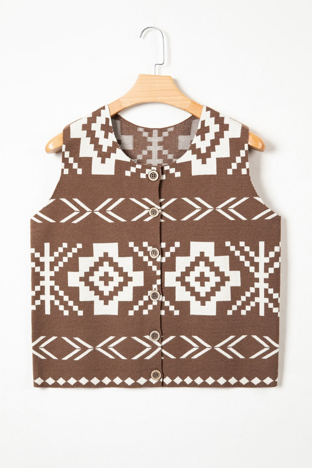 Southwestern Aztec Buttoned Sweater Vest - Rooted & Reckless Co.