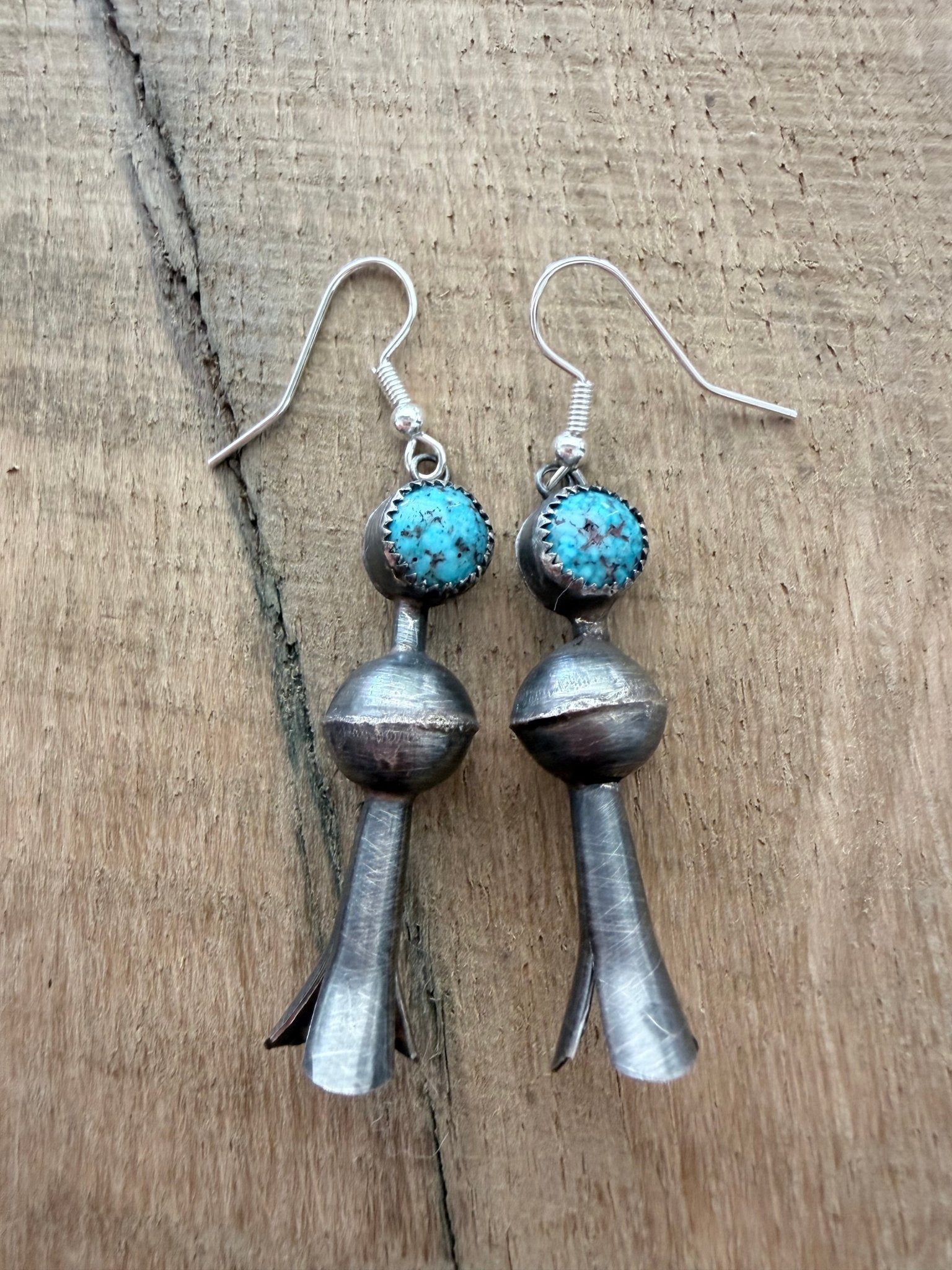 Squash Blossom Dangle Earrings Native Made - Rooted & Reckless Co.