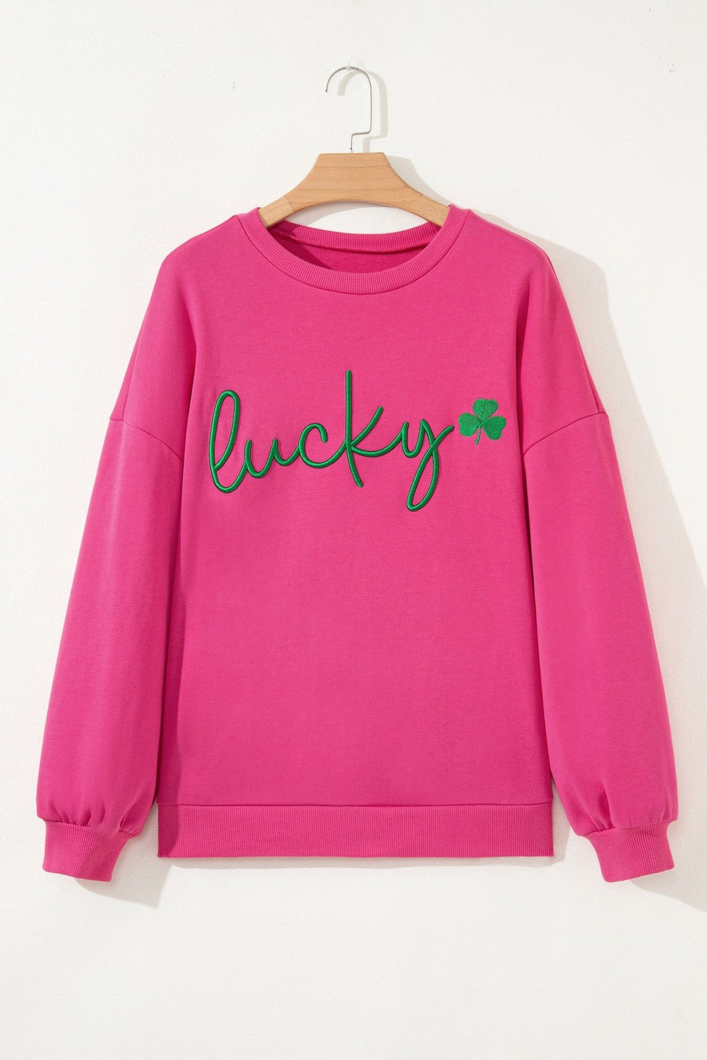 St Patrick Lucky Clover Embroidered Pullover Sweatshirt - Rooted & Reckless Co.