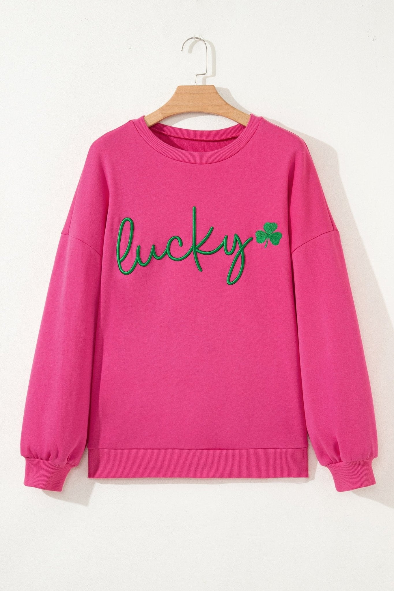 St Patrick Lucky Clover Embroidered Pullover Sweatshirt - Rooted & Reckless Co.