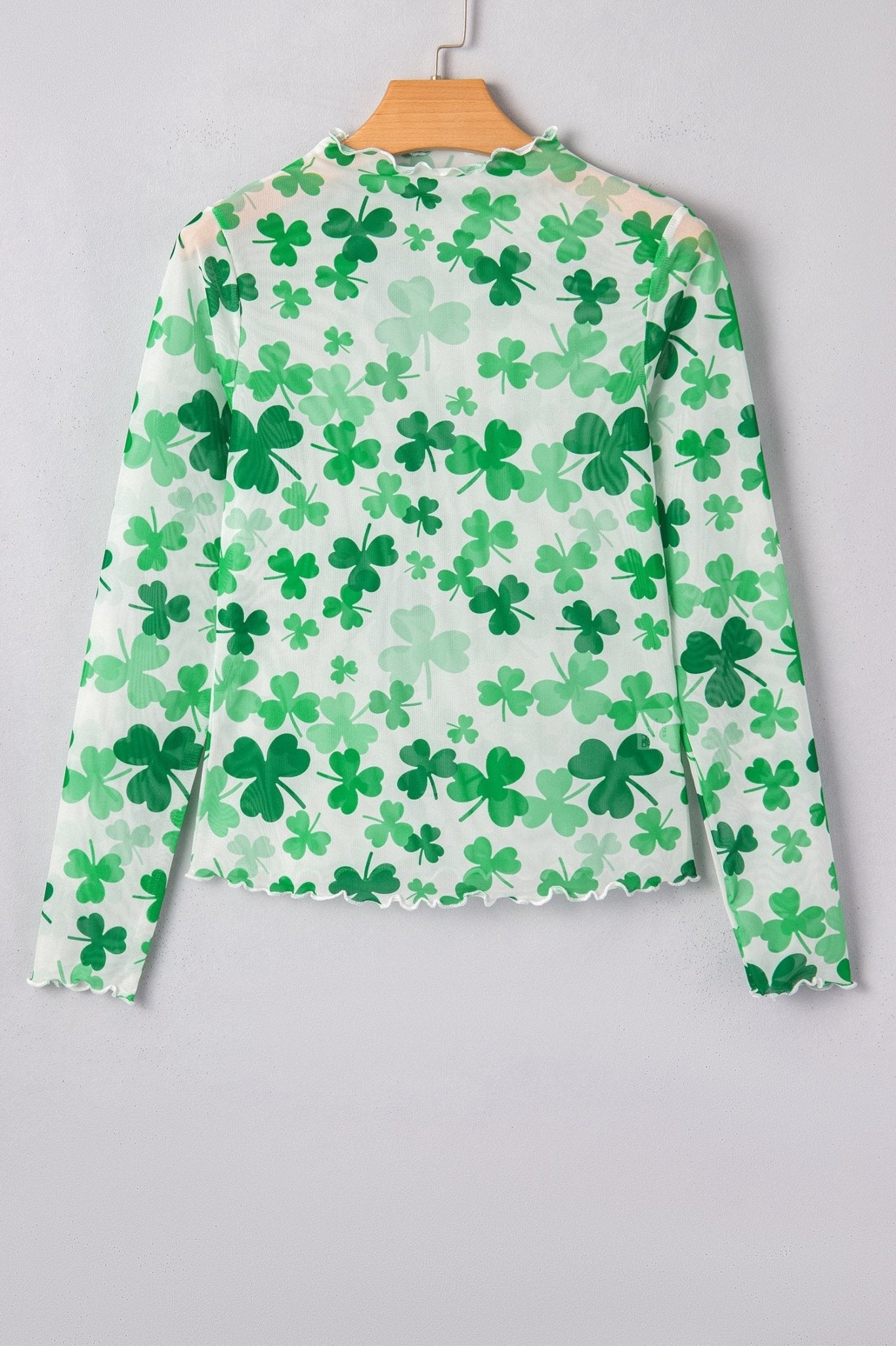 St Patrick Shamrock Lettuce Trim Mock Neck Top - Rooted & Reckless Co.
