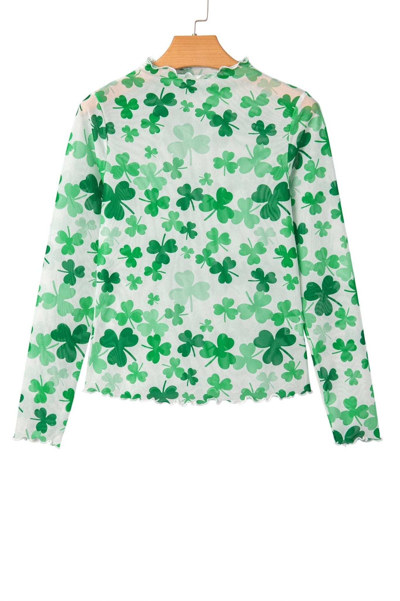 St Patrick Shamrock Lettuce Trim Mock Neck Top - Rooted & Reckless Co.