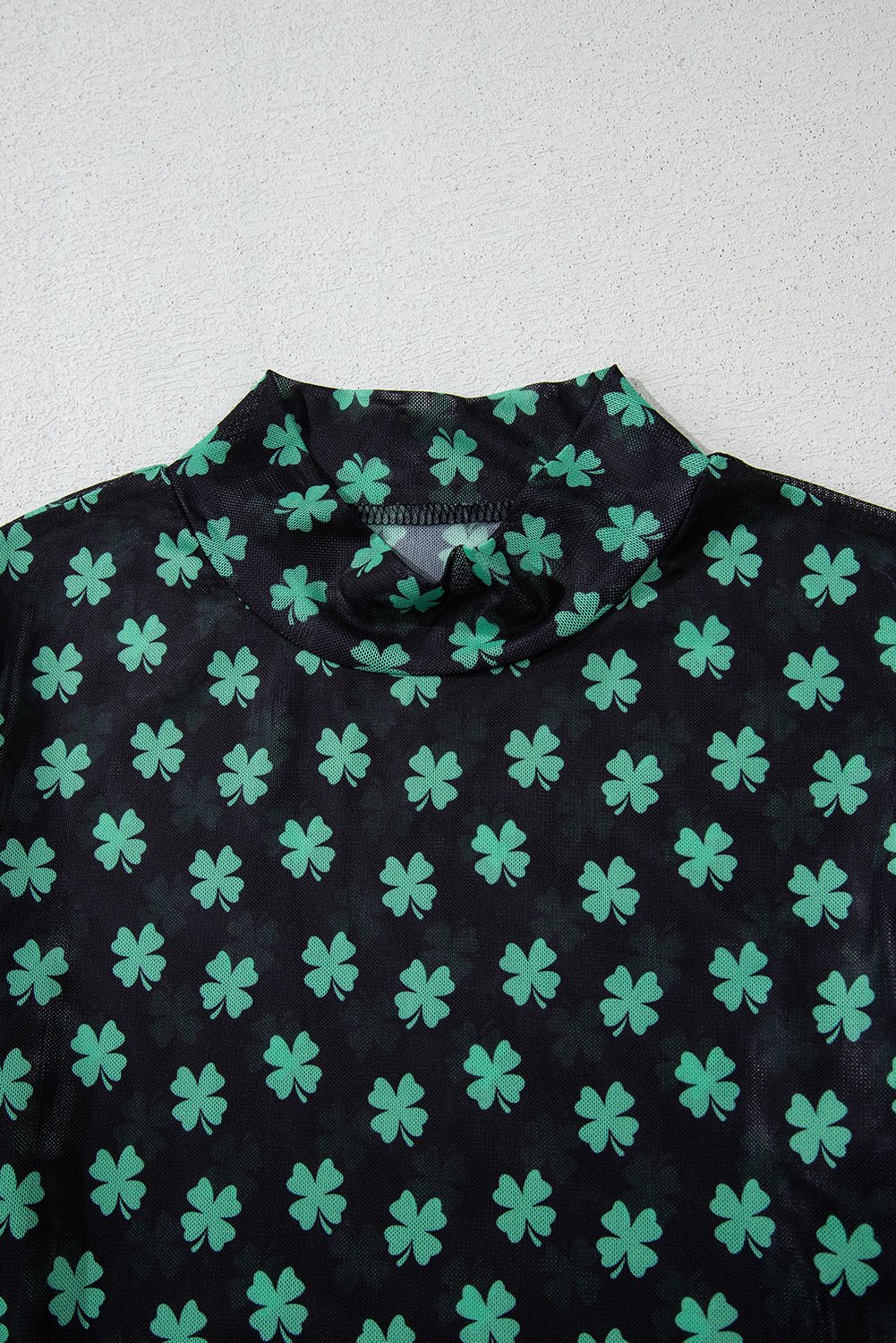 St Patrick Shamrock Mesh Long Sleeve Bodysuit - Rooted & Reckless Co.