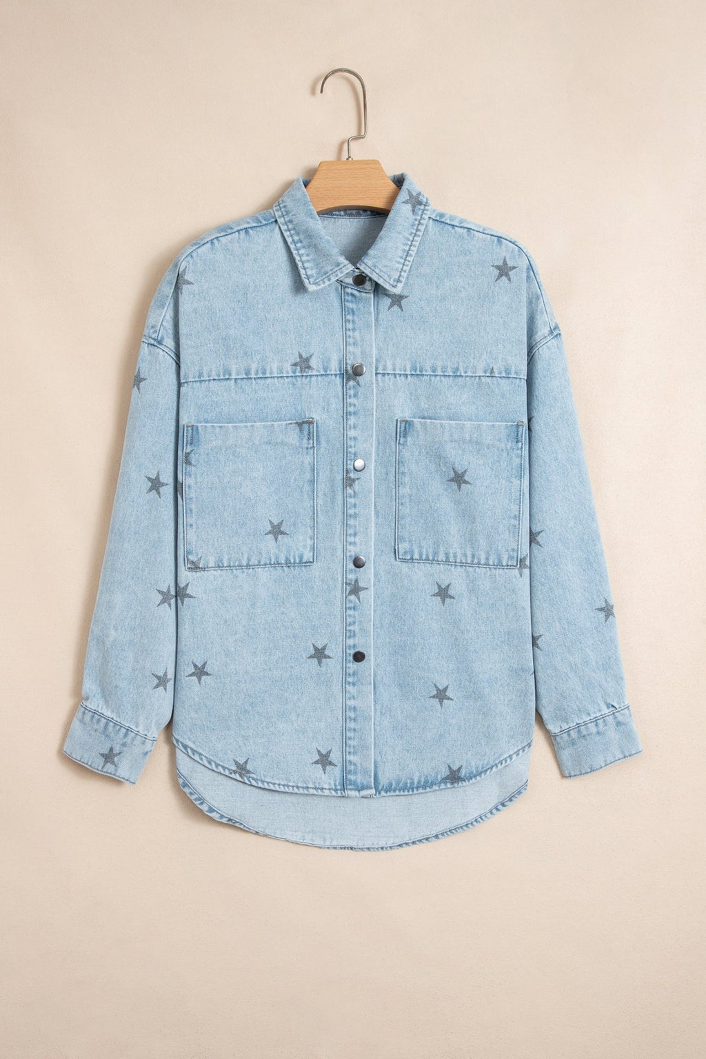 Star Denim Chest Pockets Long Sleeve Shacket - Rooted & Reckless Co.