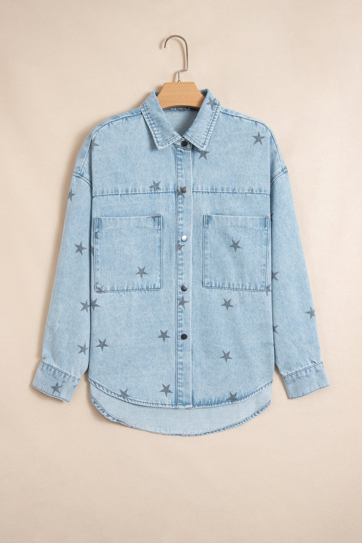Star Denim Chest Pockets Long Sleeve Shacket - Rooted & Reckless Co.