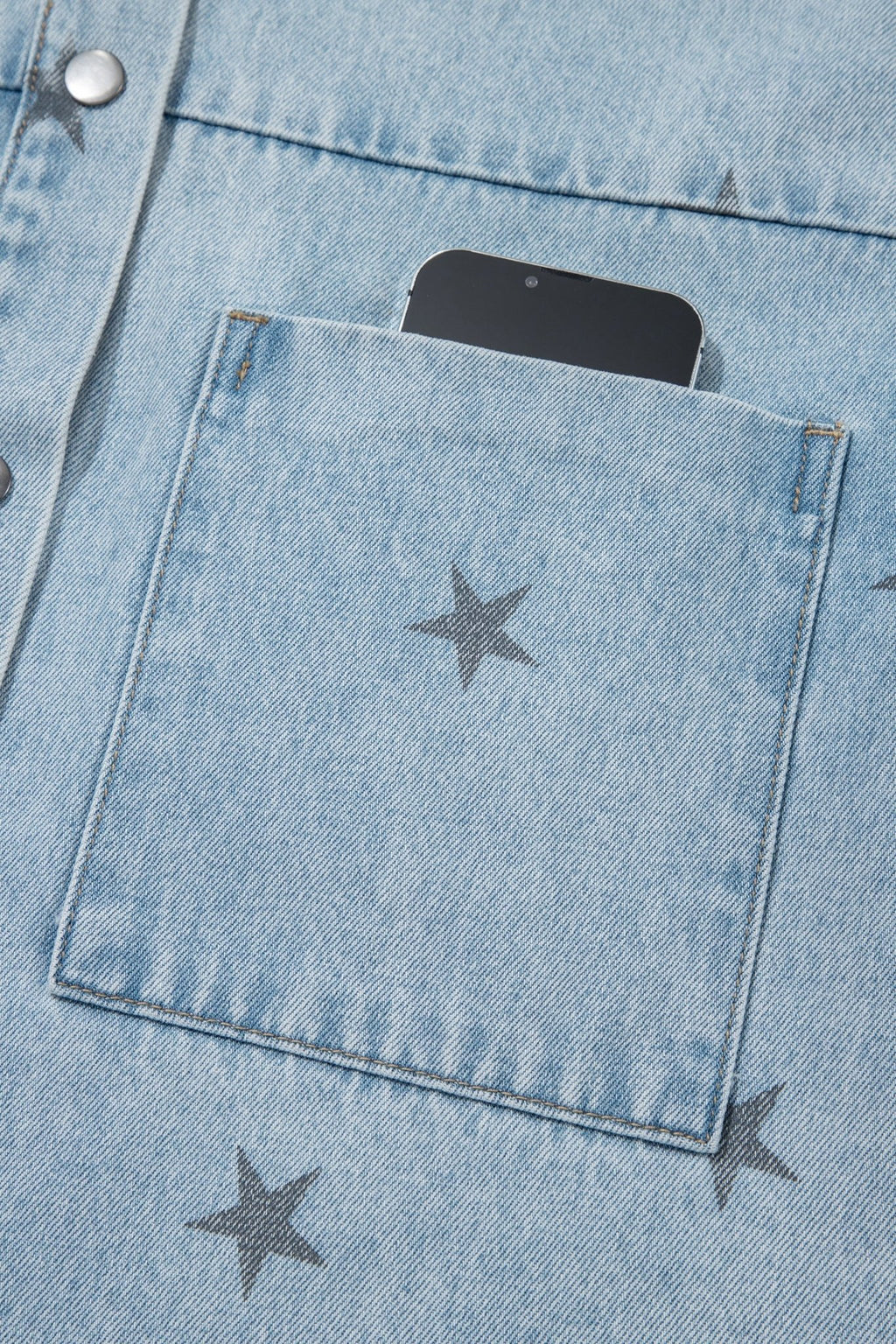 Star Denim Chest Pockets Long Sleeve Shacket - Rooted & Reckless Co.