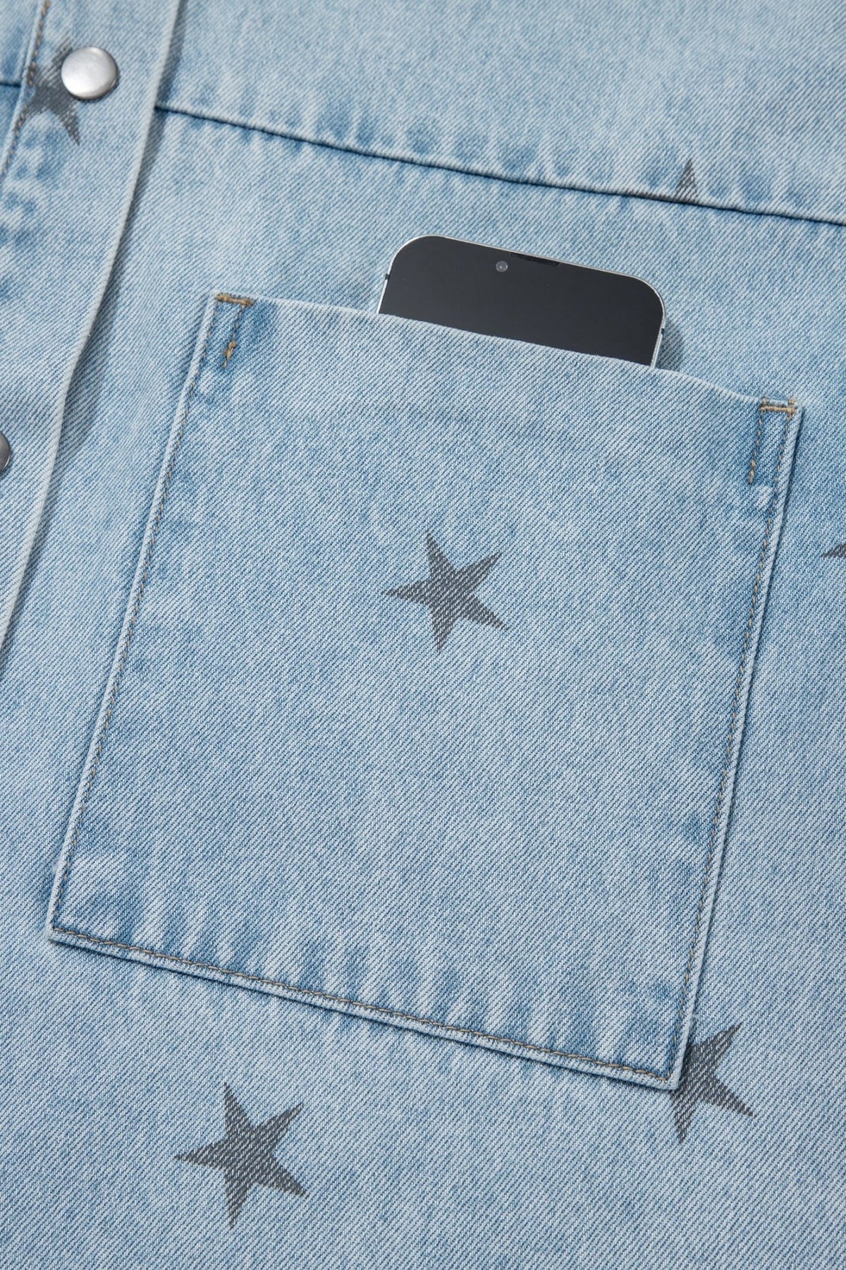 Star Denim Chest Pockets Long Sleeve Shacket - Rooted & Reckless Co.