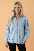 Star Denim Chest Pockets Long Sleeve Shacket - Rooted & Reckless Co.