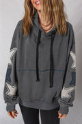 Star Patchwork Mineral Wash Kangaroo Pocket Hoodie - Rooted & Reckless Co.