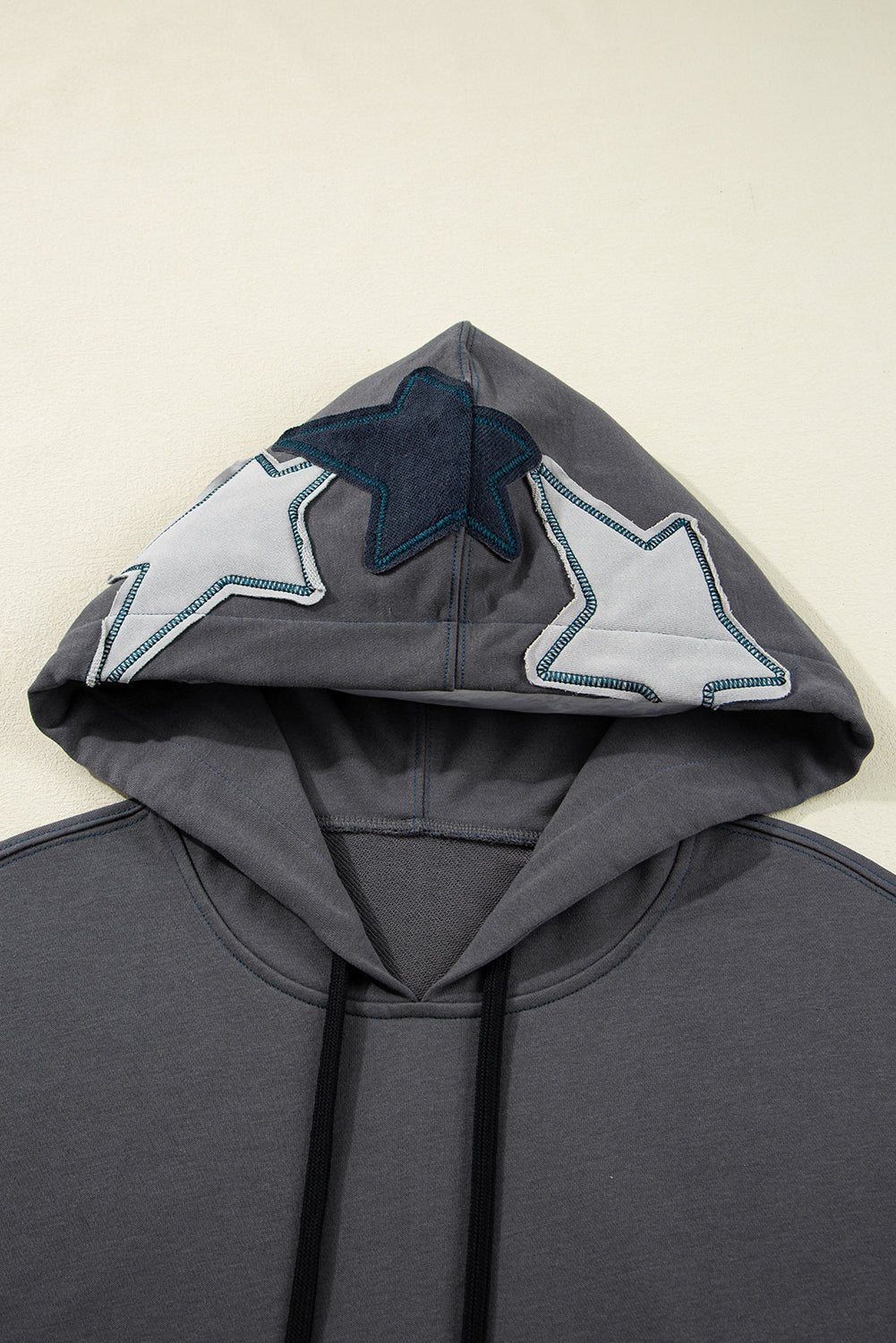 Star Patchwork Mineral Wash Kangaroo Pocket Hoodie - Rooted & Reckless Co.