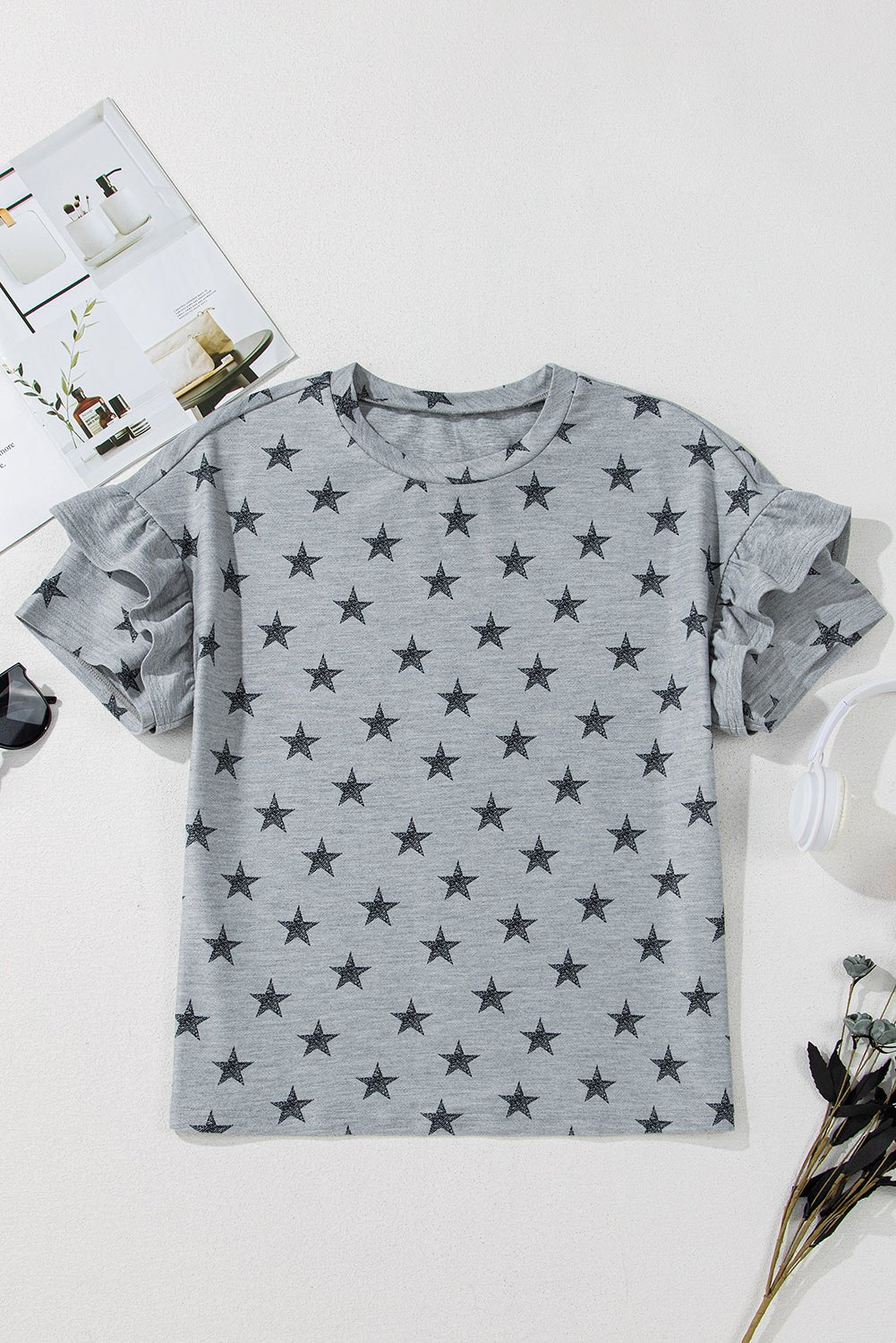 Star Ruffle Tiered Short Sleeve T-Shirt - Rooted & Reckless Co.