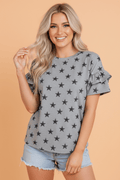 Star Ruffle Tiered Short Sleeve T-Shirt - Rooted & Reckless Co.