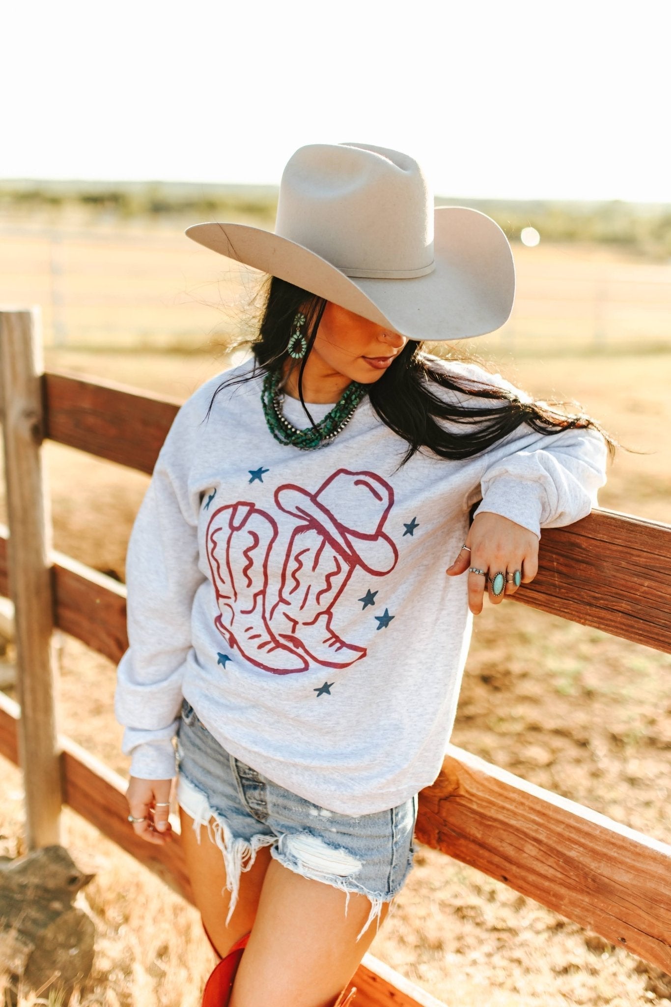 Star Spangled Boots Graphic Sweatshirt - Rooted & Reckless Co.