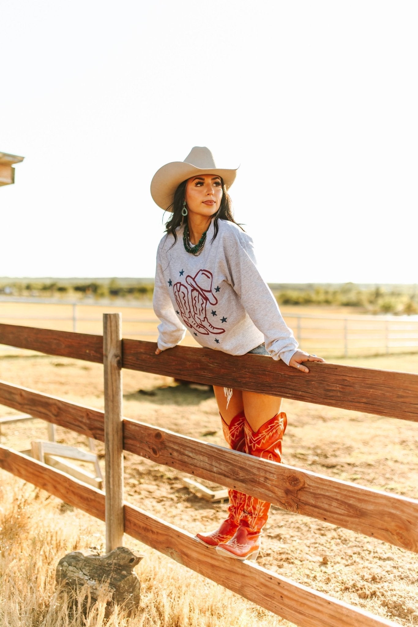Star Spangled Boots Graphic Sweatshirt - Rooted & Reckless Co.