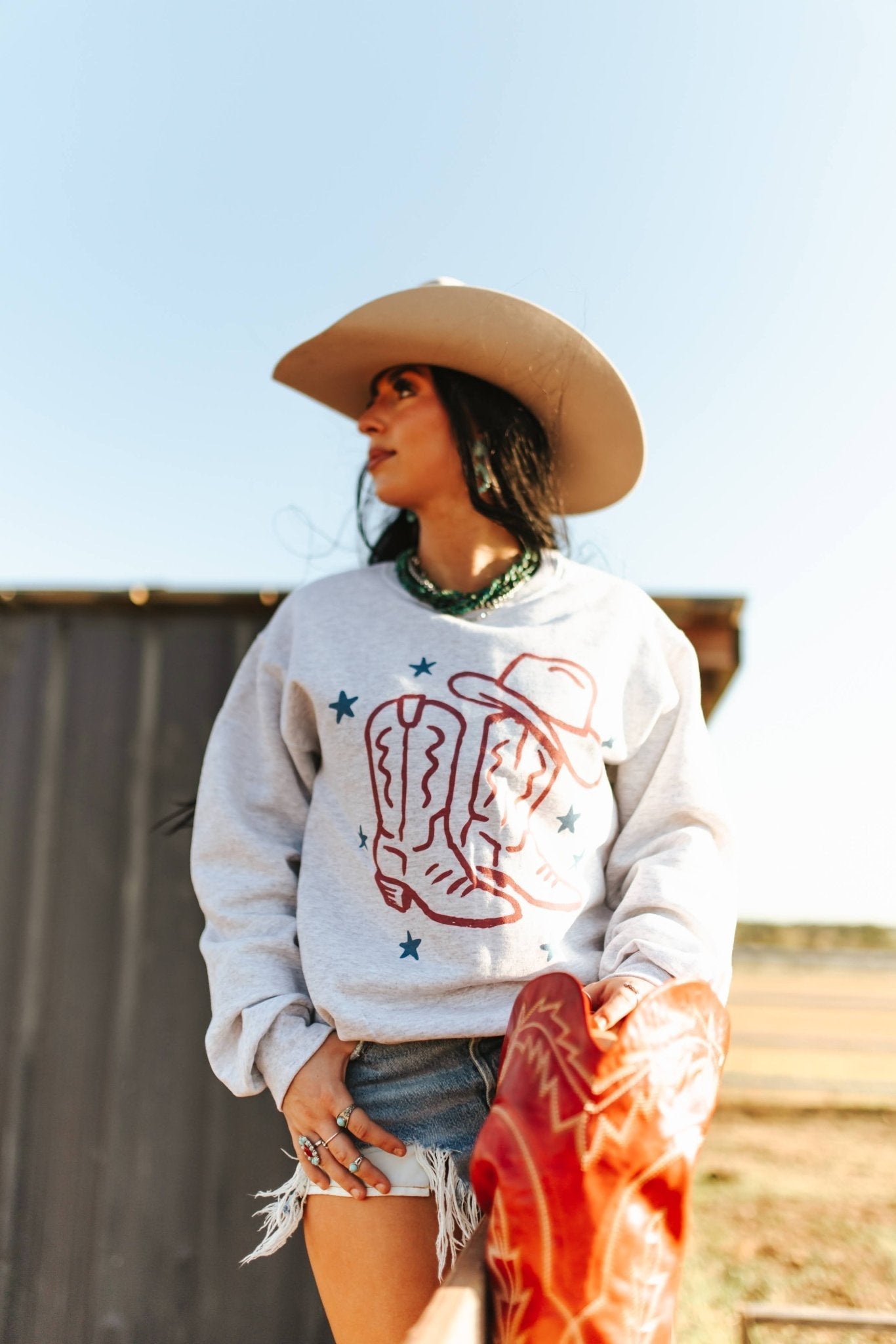 Star Spangled Boots Graphic Sweatshirt - Rooted & Reckless Co.