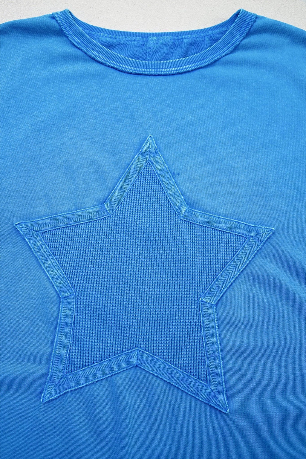 Star Waffle Knit Patchwork Mineral Wash Tee - Rooted & Reckless Co.