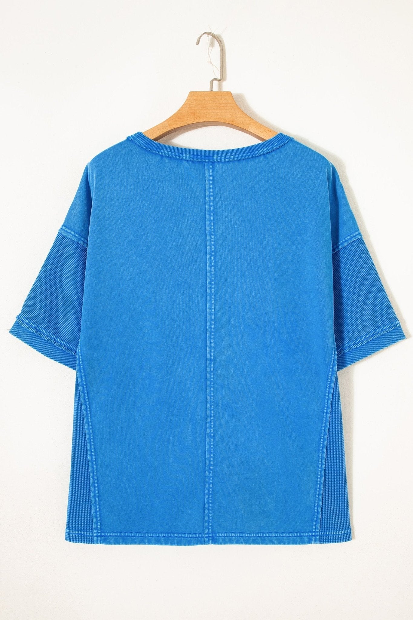 Star Waffle Knit Patchwork Mineral Wash Tee - Rooted & Reckless Co.