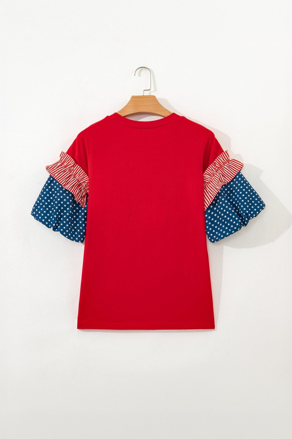 Stars & Stripe Patchwork Short Puff Sleeve Top - Rooted & Reckless Co.