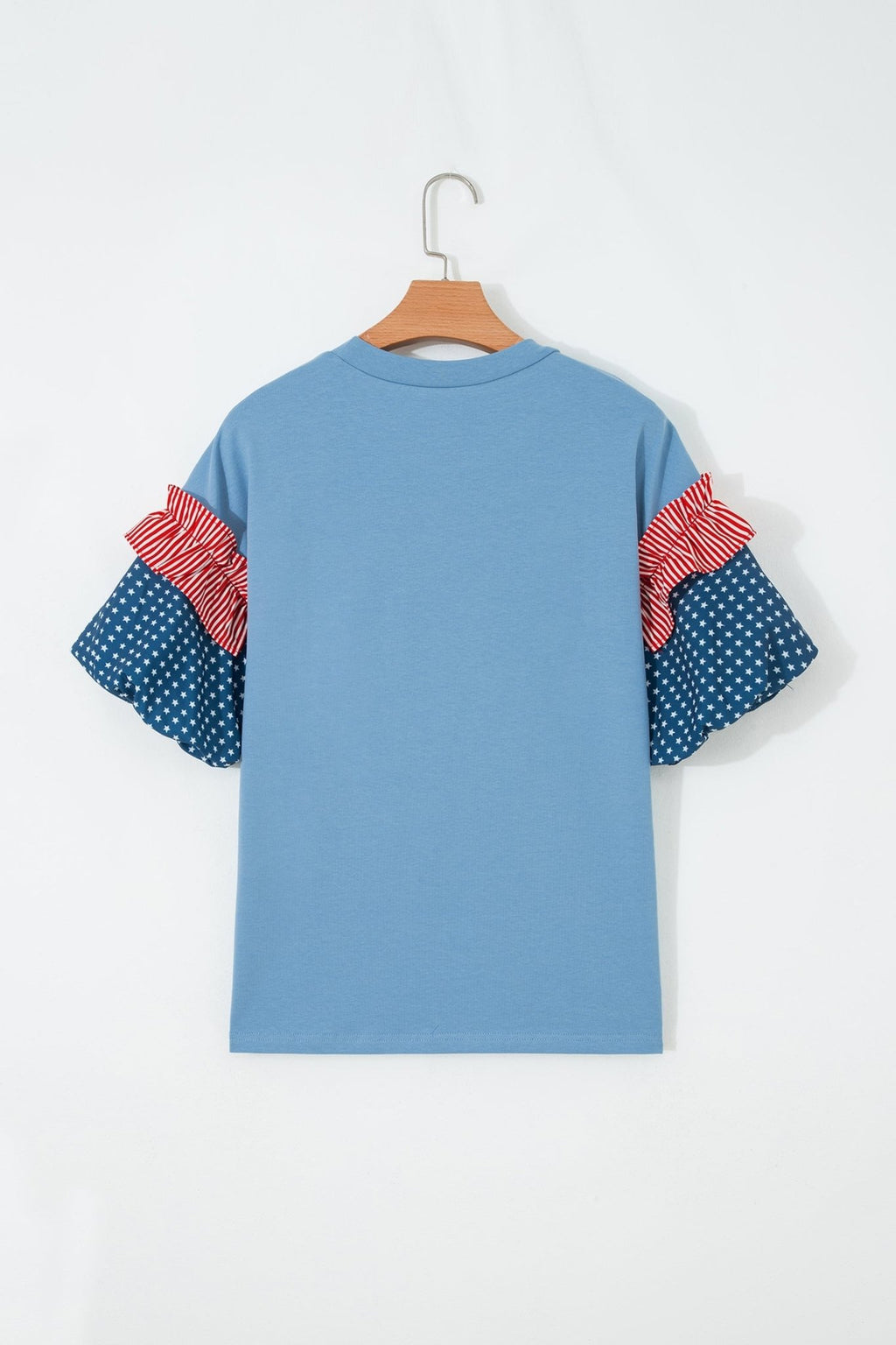 Stars & Stripe Patchwork Short Puff Sleeve Top - Rooted & Reckless Co.