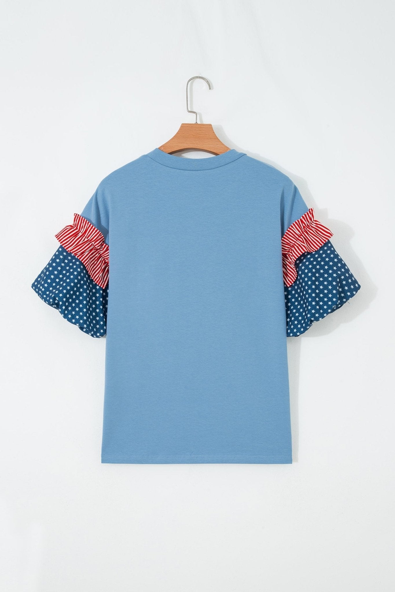 Stars & Stripe Patchwork Short Puff Sleeve Top - Rooted & Reckless Co.