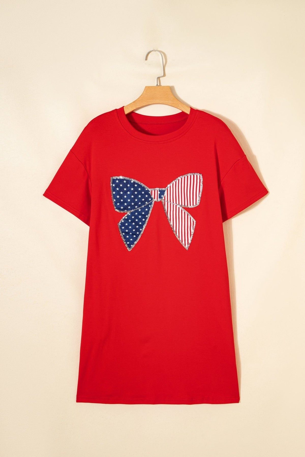 Stars & Stripes Bow Sequin Trim Mini Dress - Rooted & Reckless Co.