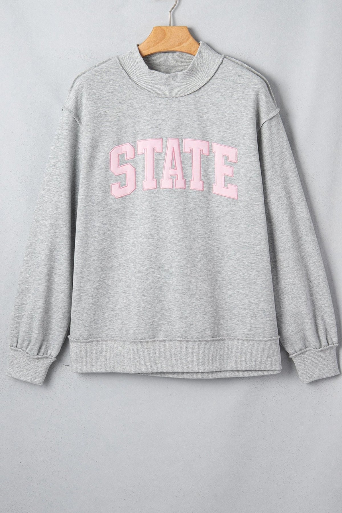 STATE Embroidered Exposed Seam Mock Neck Sweatshirt - Rooted & Reckless Co.