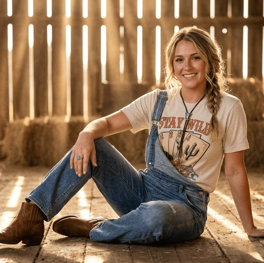 "Stay Wild" Western Graphic Tee — Pre-Shrunk 50/50 Blend Sublimation Western Statement - Rooted & Reckless Co.