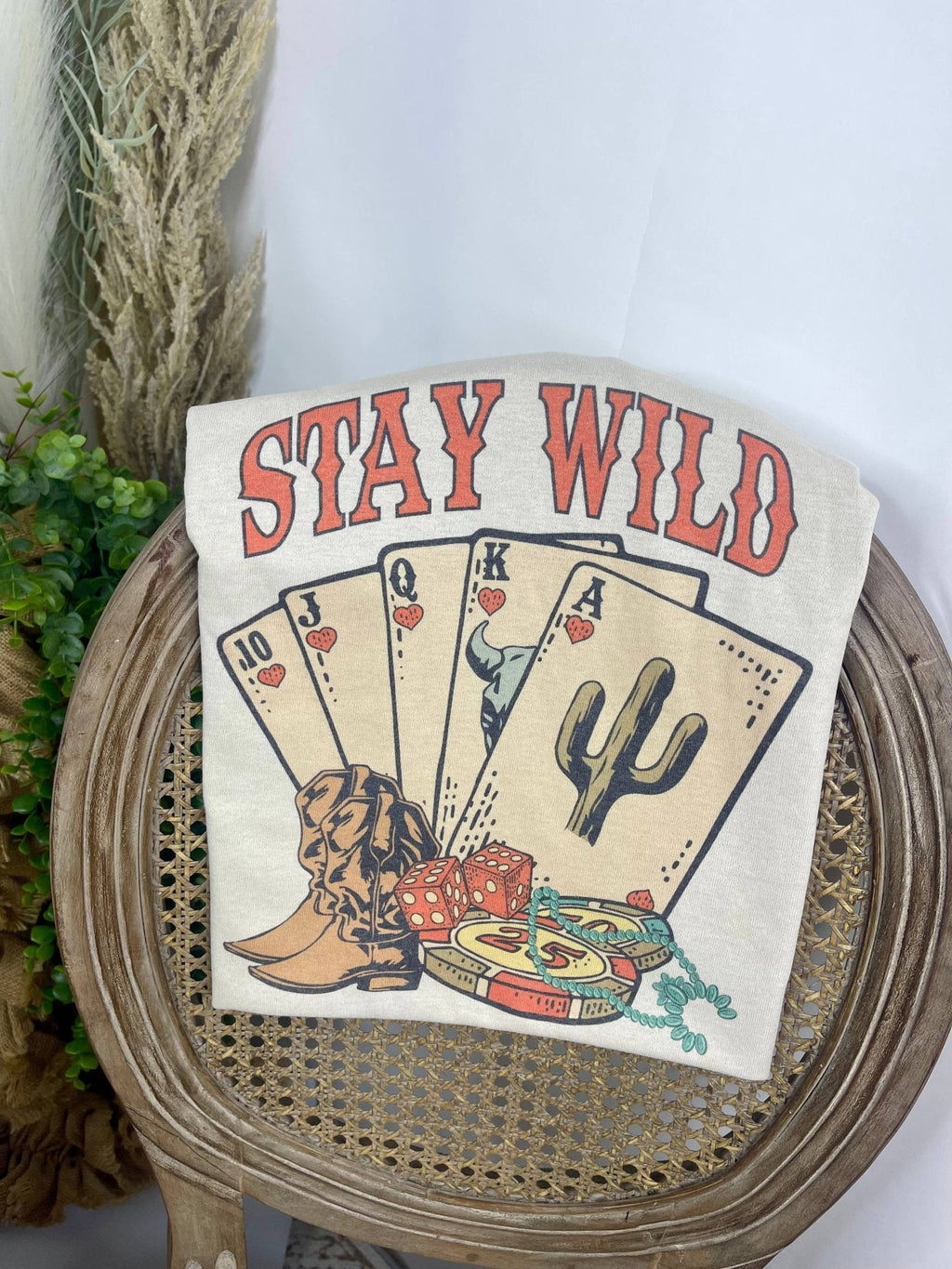 "Stay Wild" Western Graphic Tee — Pre-Shrunk 50/50 Blend Sublimation Western Statement - Rooted & Reckless Co.