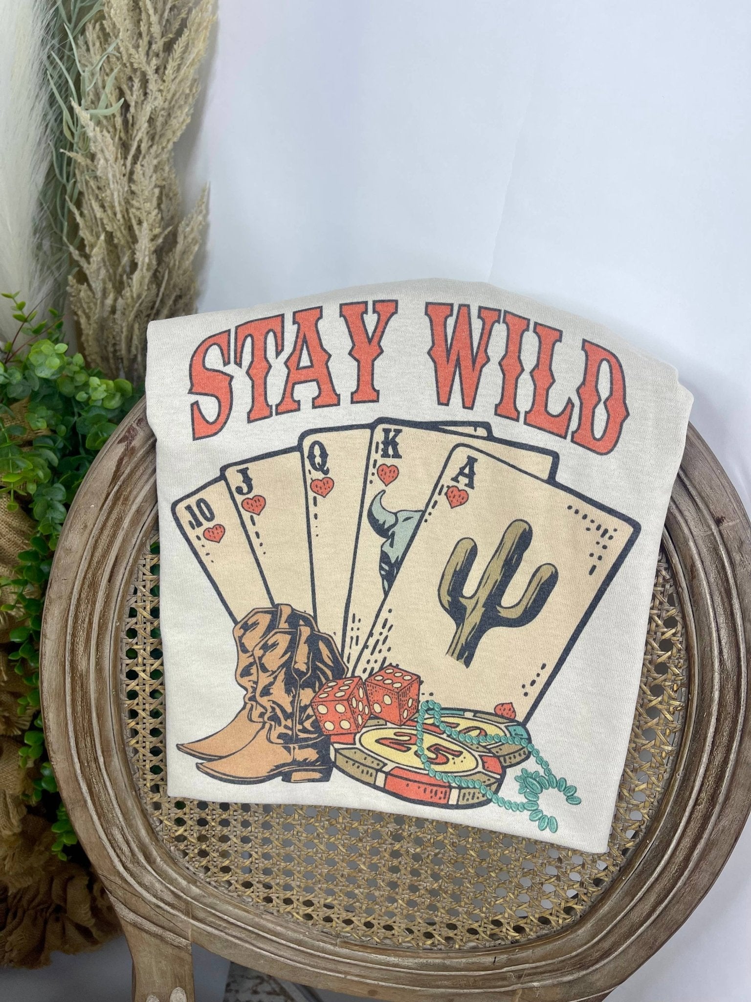 "Stay Wild" Western Graphic Tee — Pre-Shrunk 50/50 Blend Sublimation Western Statement - Rooted & Reckless Co.