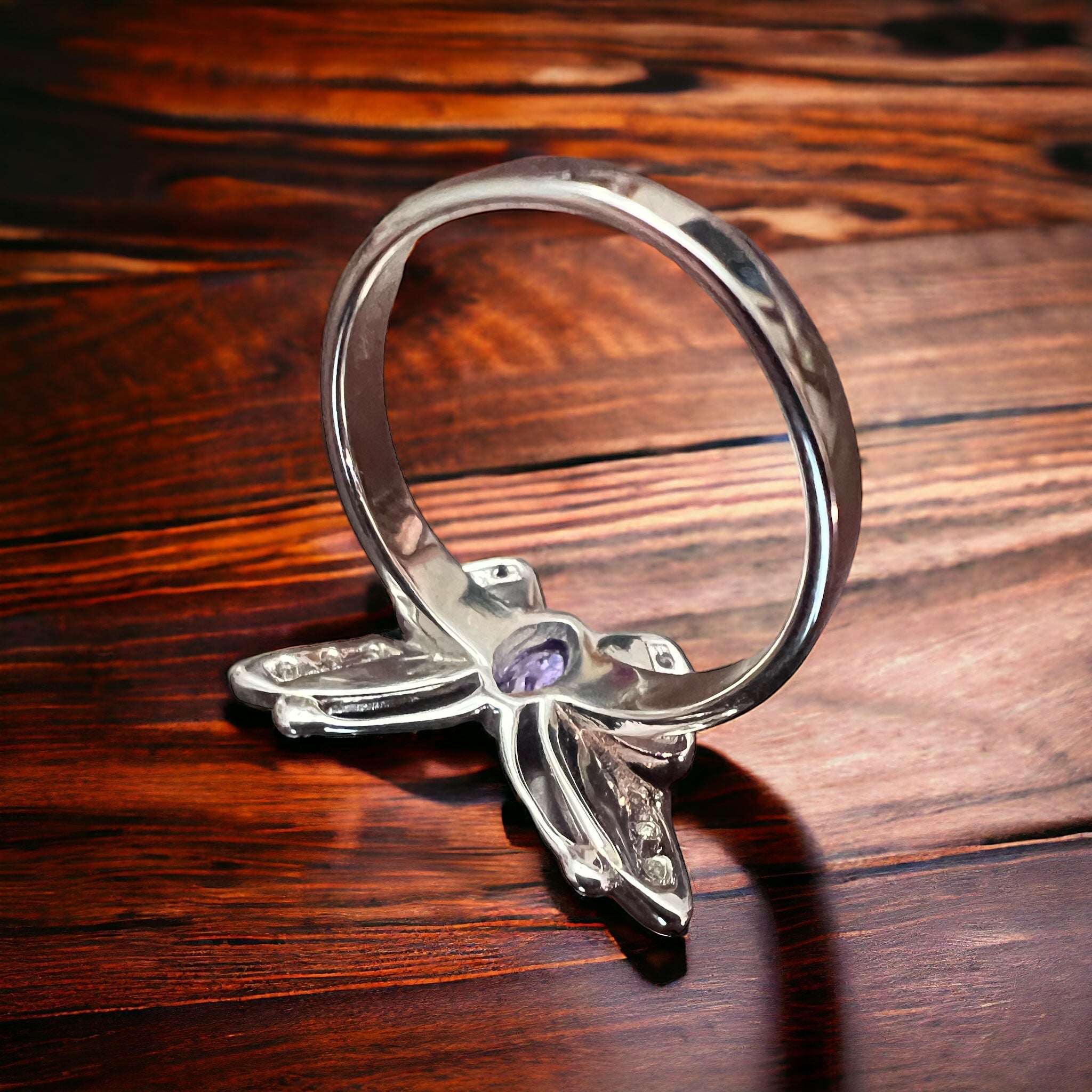 Sterling Butterfly Ring with Opalite inlay and CZ - Size 10 - Rooted & Reckless Co.