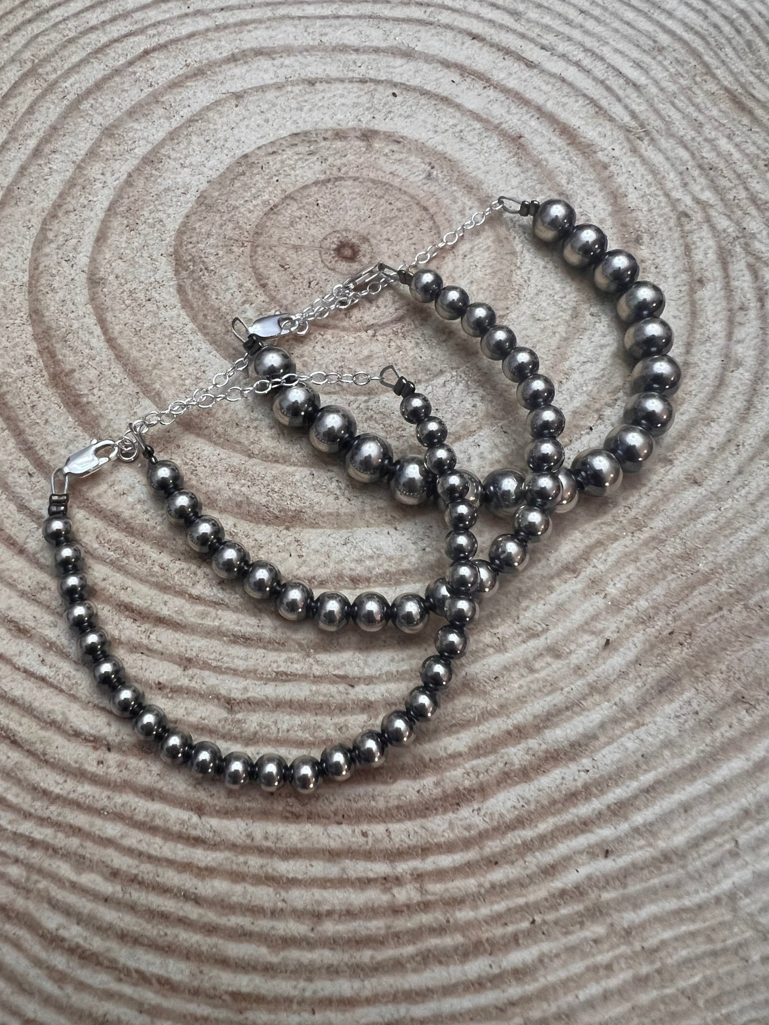 Sterling Pearl Bracelet — Available in 3mm, 4mm, 5mm, or 6mm - Rooted & Reckless Co.