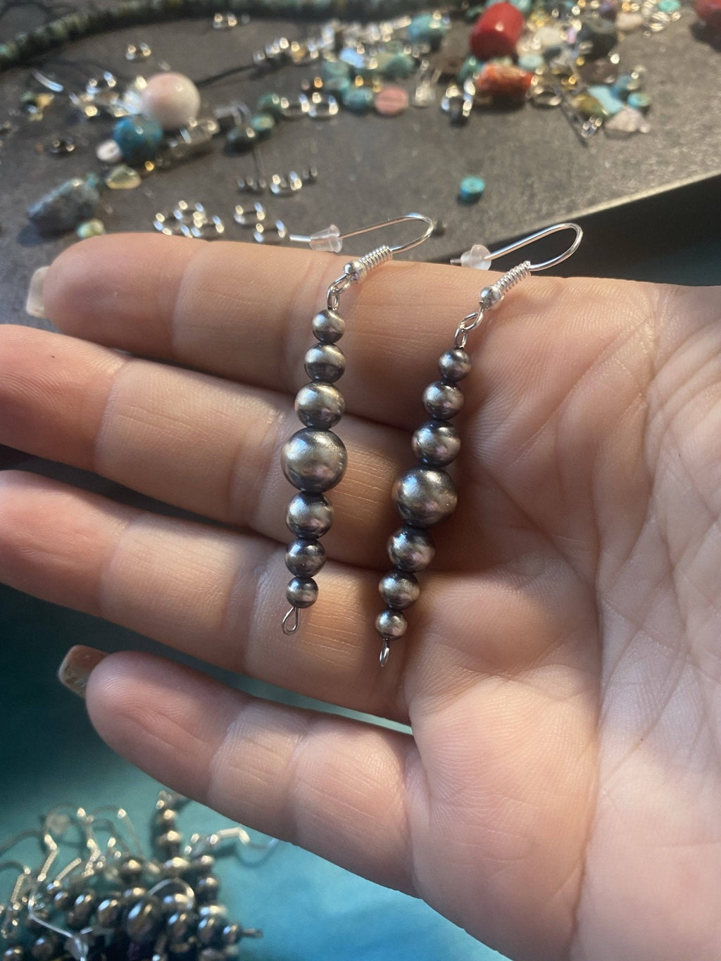 Sterling Pearl Drop Earrings — 1.5 inch drop (Made in USA, 4-5-6-8mm) - Rooted & Reckless Co.