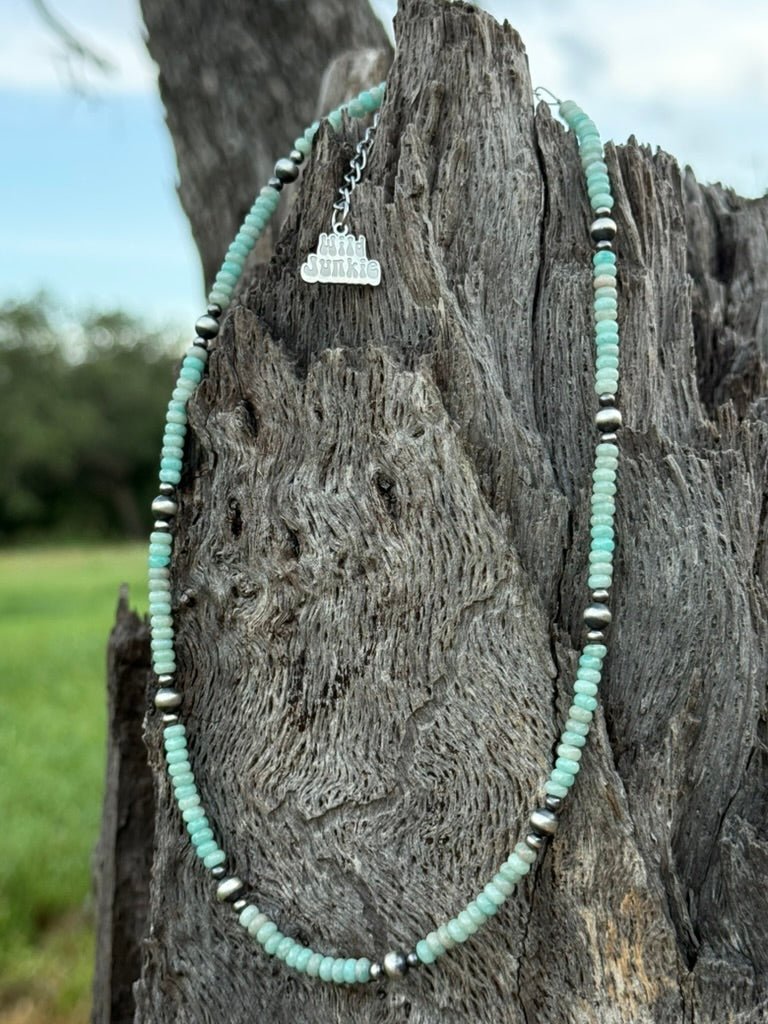 Sterling Silver Amazonite Beaded Choker - Rooted & Reckless Co.