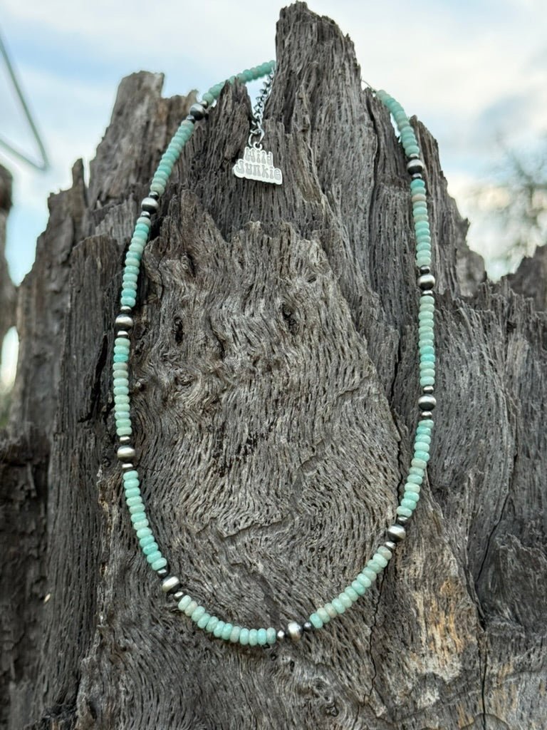 Sterling Silver Amazonite Beaded Choker - Rooted & Reckless Co.